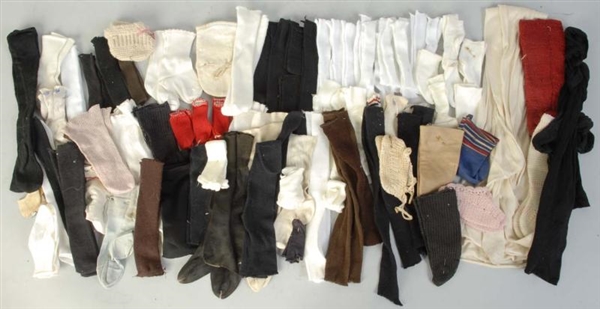 LARGE BOX LOT OF DOLL STOCKINGS.                  