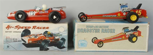 LOT OF 2: JAPANESE BATTERY-OP RACE CAR TOYS.      