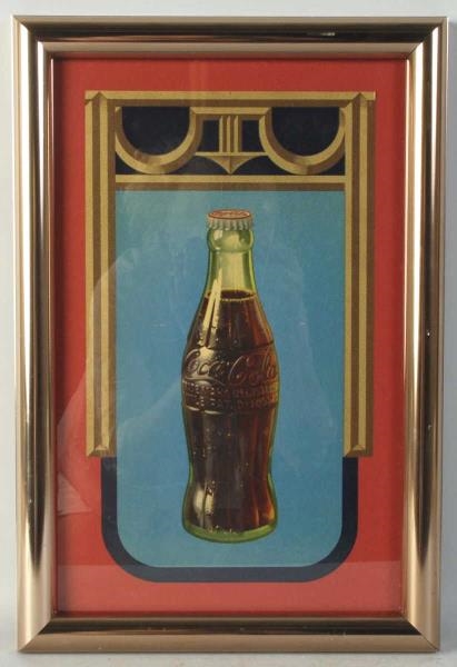 1940S FRAMED COCA-COLA WINDOW DECAL.              