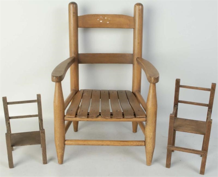 LOT OF 3: ANTIQUE WOOD CHAIRS.                    