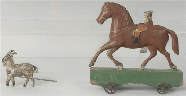 LOT OF 2: EARLY AMERICAN TIN ANIMAL TOYS & PARTS. 