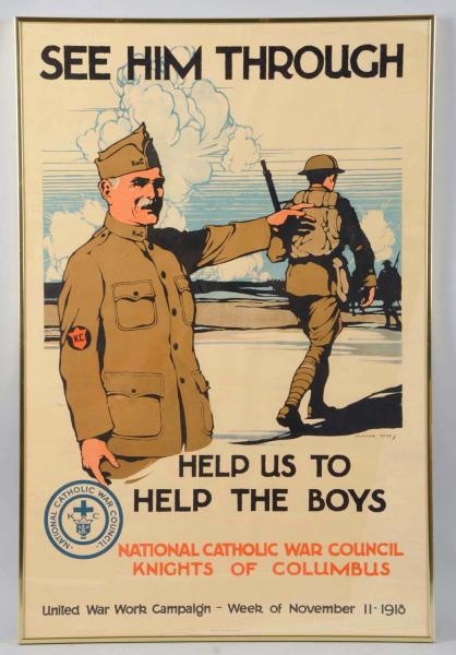 "SEE HIM THROUGH" WWI POSTER.                     