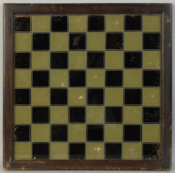 REVERSE PAINTED GLASS CHECKERBOARD.               