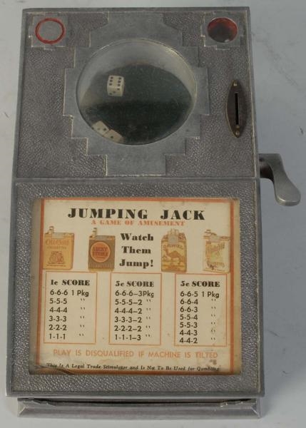 1¢/5¢ JUMPING JACK TRADE STIMULATOR WITH DICE.    