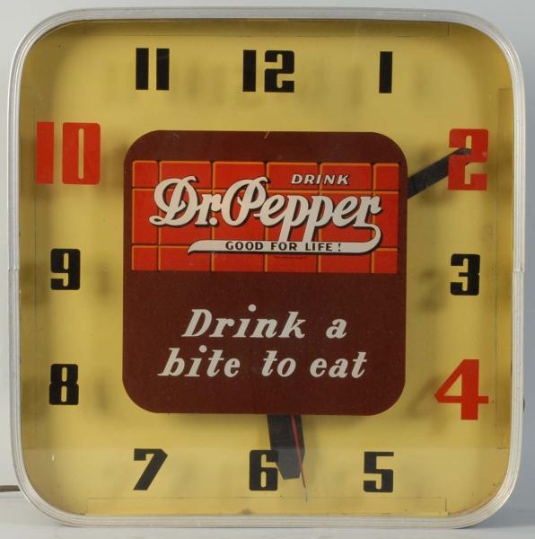 1940S DR. PEPPER LIGHT-UP CLOCK.                  