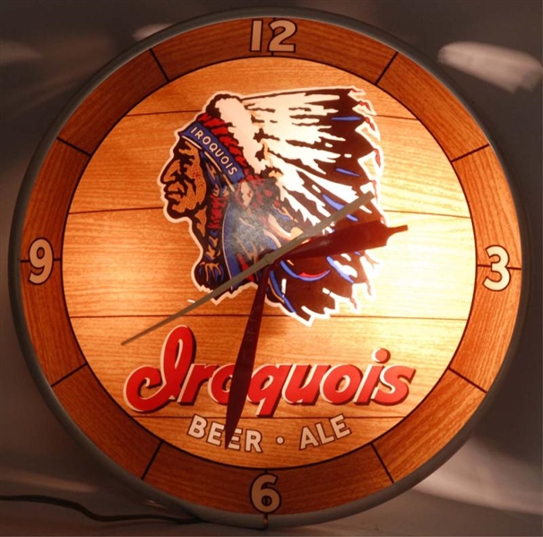 IROQUOIS BEER DOUBLE BUBBLE LIGHT UP CLOCK.       