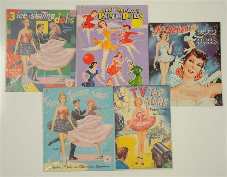 LOT OF 5: SKATING THEME PAPER DOLL SETS.          