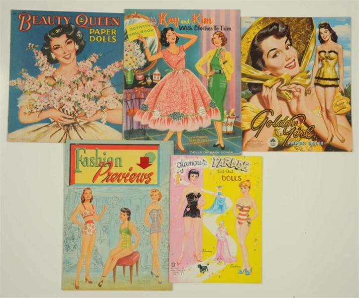 LOT OF 5: GLAMOUR THEME PAPER DOLL SETS.          