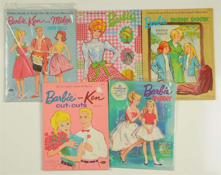 LOT OF 5: EARLY BARBIE PAPER DOLL BOOKS.          