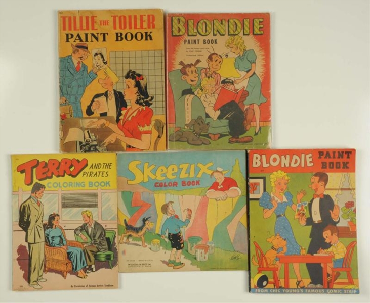 LOT OF 5: EARLIER COLOR AND ACTIVITY BOOKS.       