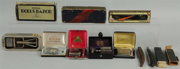 LOT OF ASSORTED BARBERS RAZORS IN CASES.         