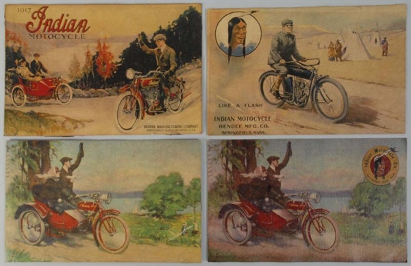 LOT OF 4: INDIAN MOTORCYCLE ADVERTISING POSTCARDS 