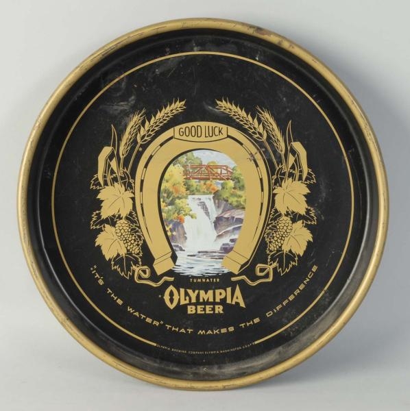 OLYMPIA BEER TRAY WITH TUMWATER SCENE.            