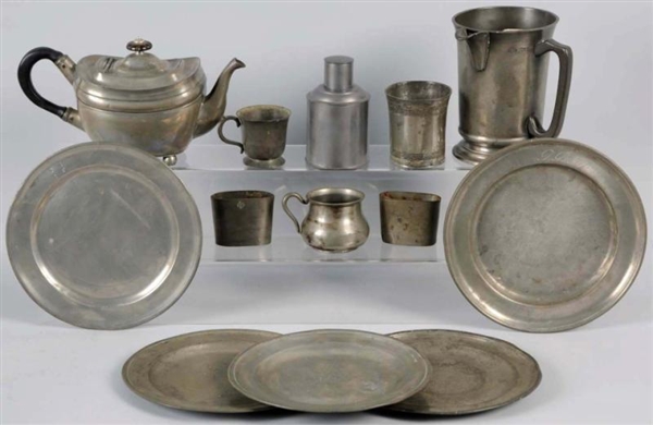 LOT OF 13: PEWTER PIECES.                         
