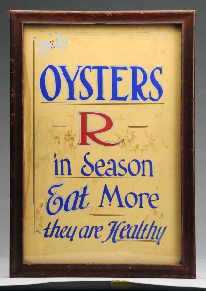 OYSTERS CARDBOARD SIGN.                           