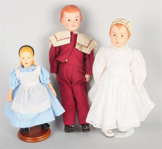 LOT OF 3: REPRODUCTION DOLLS.                     