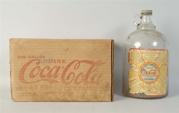 1930S COCA-COLA GALLON JUG & BOX.                 