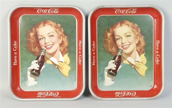 LOT OF 2: EARLY 1950S COCA-COLA SERVING TRAYS.    