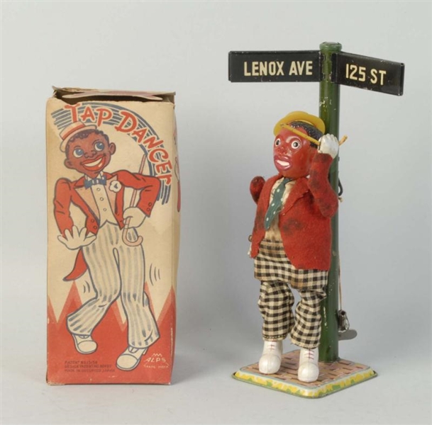 OCCUPIED JAPAN TIN & CELLULOID TAP DANCER TOY.    
