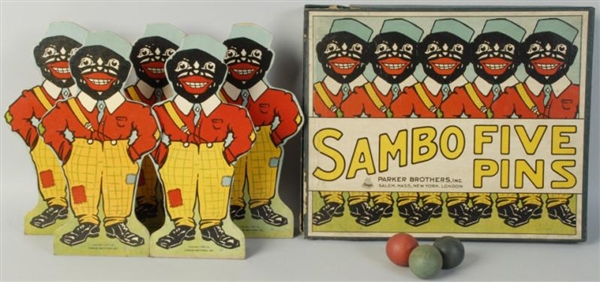 SAMBO FIVE PINS AFRICAN AMERICAN TARGET GAME.     
