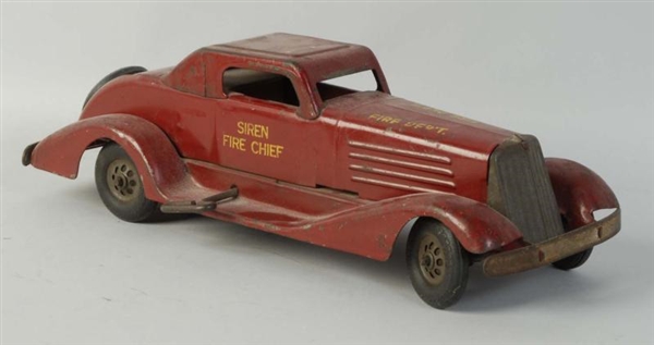 MARXPRESSED STEEL WIND-UP SIREN FIRE CHIEF  CAR.  