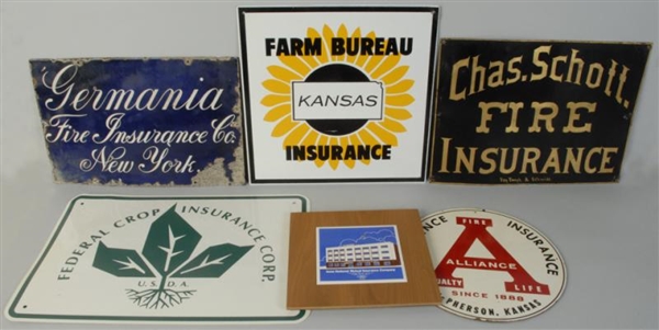 LOT OF 6: INSURANCE SIGNS.                        