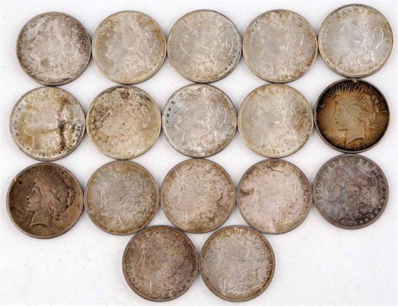 LOT OF 17: SILVER DOLLARS.                        