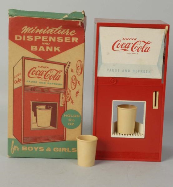1950S COCA-COLA TOY DISPENSER & BOX.              