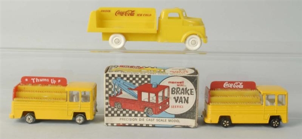 LOT OF 3: 1950S COCA-COLA SMALL TOY TRUCK.        