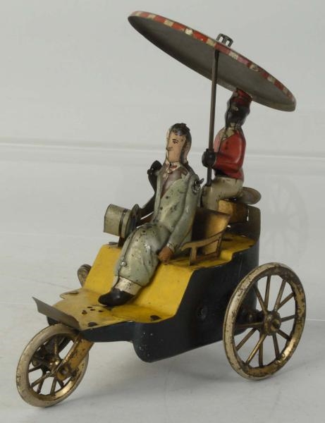 GERMAN LEHMANN TIN LITHO WIND-UP TRICYCLE TOY.    