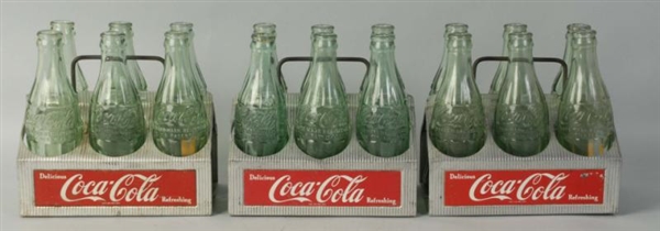 LOT OF 3: 1950S COCA-COLA CARRIERS & BOTTLES.     