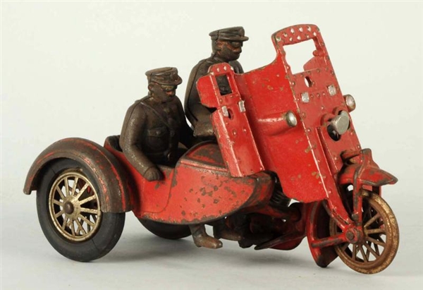 CAST IRON HUBLEY ARMORED MOTORCYCLE TOY.          