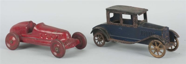 LOT OF 2: PRESSED STEEL TIN TOY CARS.             