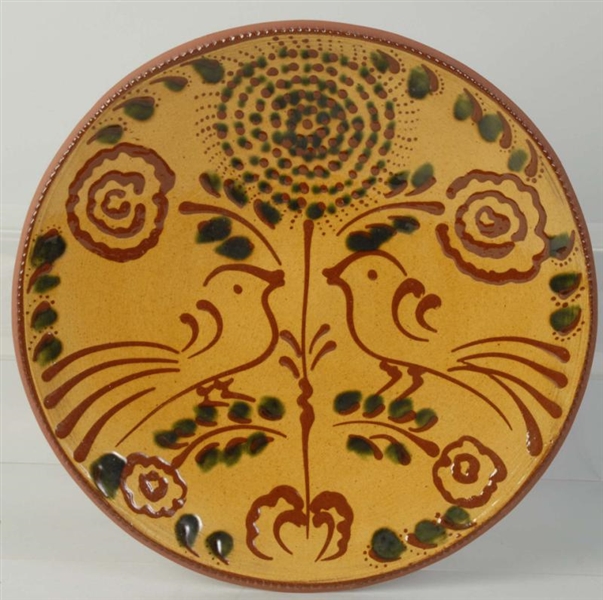 NED FOLTZ REDWARE POTTERY LARGE PLATE.            