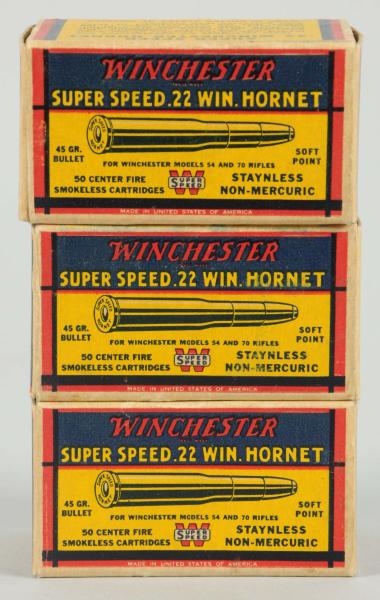 LOT OF 3: BOXES OF 50 .22 WIN HORNET.             