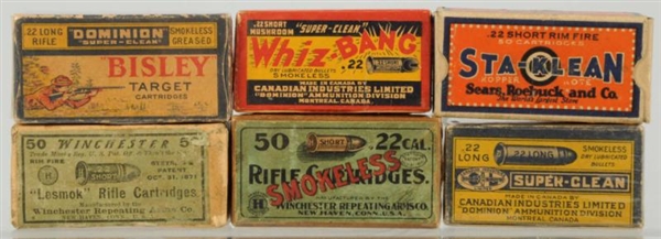 LOT OF 6: BOXES OF .22 CALIBER.                   