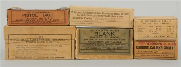 LOT OF 6: BOXES OF AMMUNITION.                    