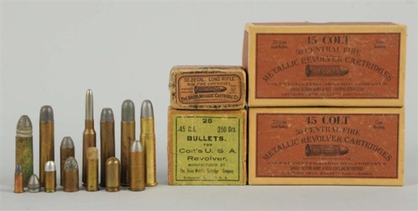 LOT OF 5: BOXES AND 1 BAG OF MISC. AMMUNITION.    