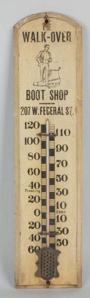 THE WALK-OVER BOOTS WOODEN ADV. THERMOMETER.      