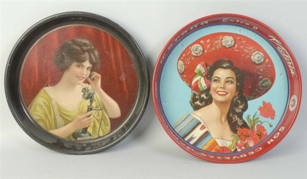 LOT OF 2: ADVERTISING SERVING TRAYS.              