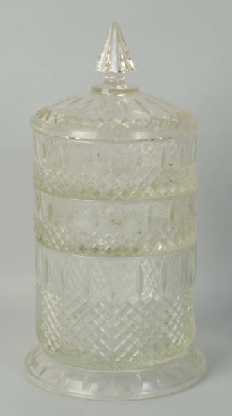 GLASS 3-PIECE JAR WITH LID.                       