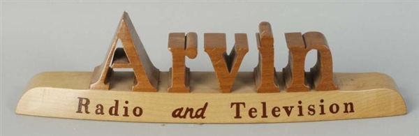 WOODEN ARVIN RADIO & TV COUNTER SIGN.             