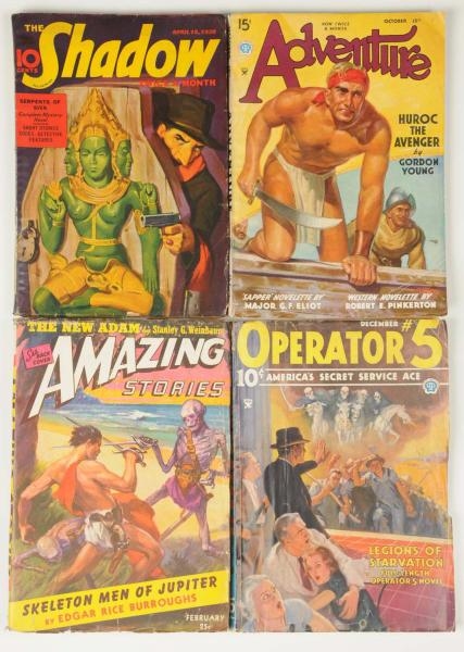 LOT OF 4: ASSORTED 1930S - 1940S PULP MAGAZINES.  