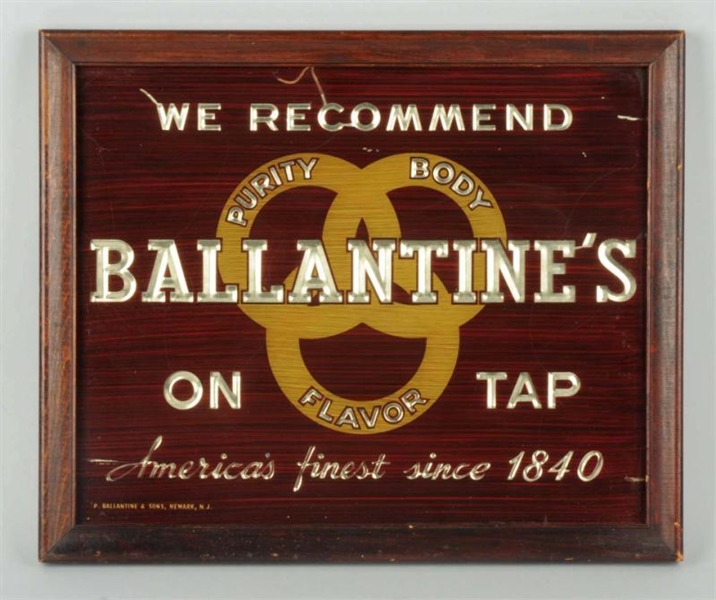 BALLENTINE’S REVERSE ON GLASS SIGN.               