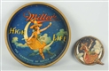 MILLER BEER TRAY & SMALL EMBOSSED PLAQUE.         