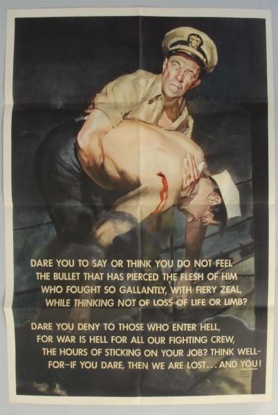 1943 WWII WOUNDED SAILORS POSTER.                 