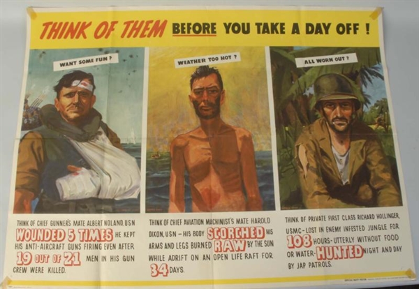 WWII "THINK OF THEM" POSTER.                      