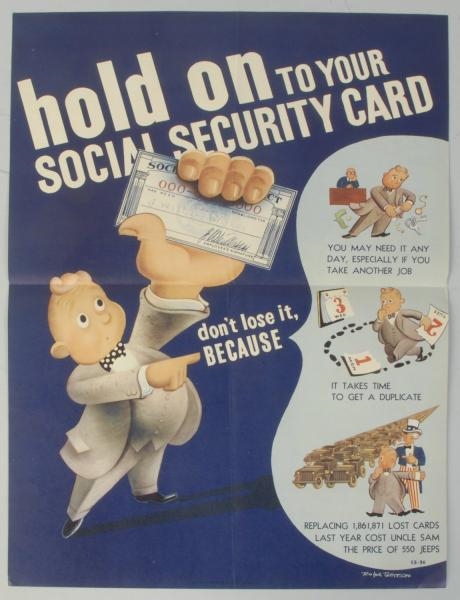 1940S WWII SOCIAL SECURITY POSTER.                