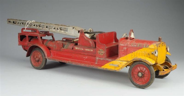 PRESSED STEEL BUDDY L WATER TOWER FIRE TRUCK TOY. 