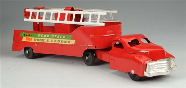 BUDDY L NO.3411 REAR STEER HOOK AND LADDER TRUCK. 